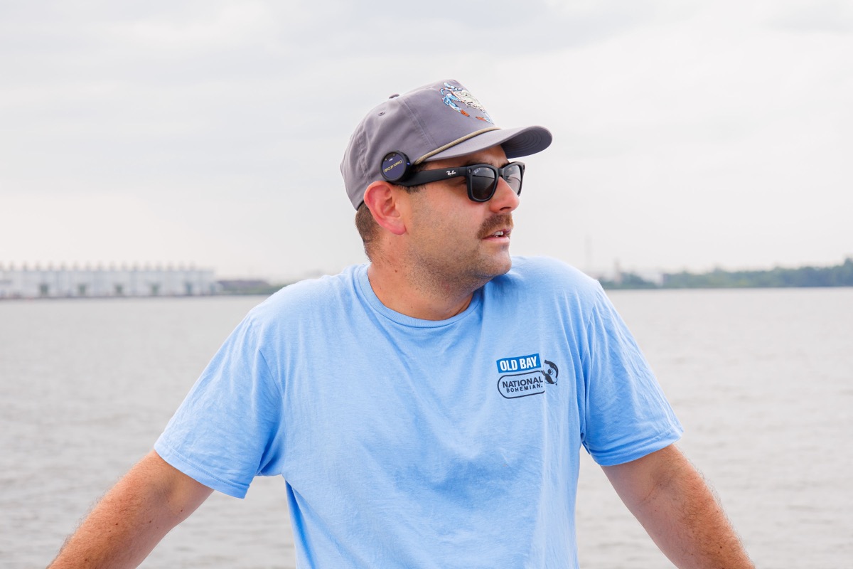 Justin, professional soup eater, surveying the Chesapeake